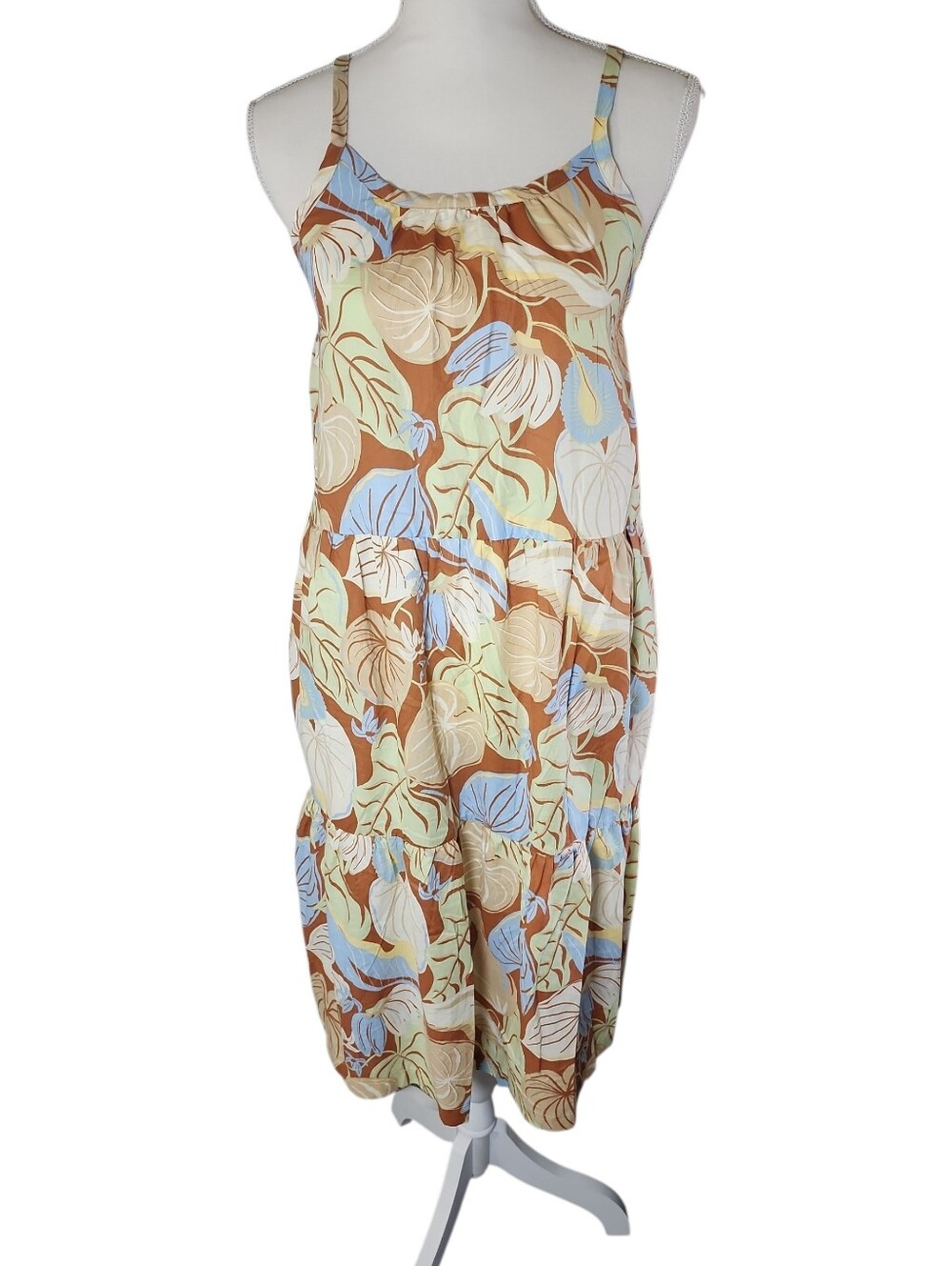 Patagonia Pataloha Girls Joya Dress Organic Cotton Floral Tan Size Xxl Vacation